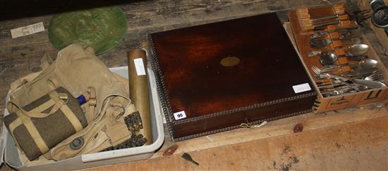 Cased canteen of shell pattern plated cutlery and another set